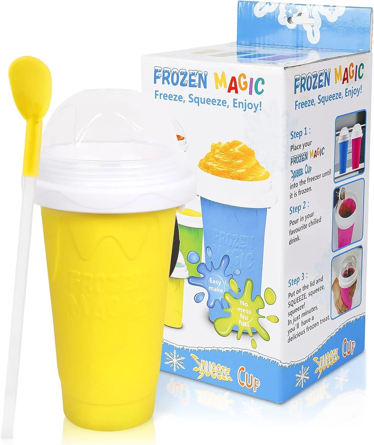 DIY Slushie Maker Cup Double Layer Magic Frozen Milkshake Juice Ice Cream Yellow