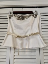 White House Black Market Strapless Corset Top Stud Embellished Size 8 White