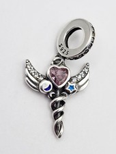925 Sterling Silver Angel Wings Charm Pendant For Bracelet Or Necklace