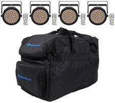  4 Chauvet DJ EZPAR 64 RGBA ILS Rechargeable RGBA LED Par Wash Up-Lights Bag