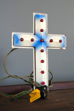 Vintage 1920-30's Christmas Tree Topper Cross Light Metal Ornament Antique