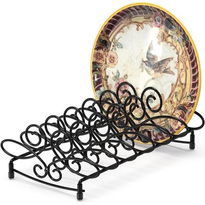 Vertical Plate Stand Holder Dish Rack Dinnerware Organizer with Elegant Wire ...