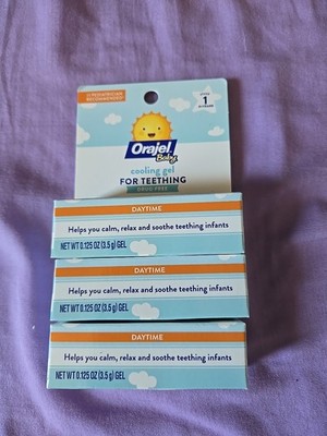 Lot Of 3 Orajel Baby Daytime Cooling Gel for Teething 0.125oz Drug-Free (M1)