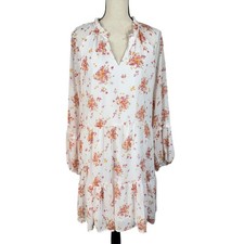 Vince Camuto Large Mini Shift Dress Floral Ruffled Lined Long Balloon Sleeves