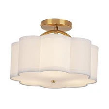Semi Flush Mount Ceiling Light, 11.8" Modern 3-Light Fixture Scalloped-White