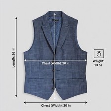 Murano Men's Blue Plaid Formal Vest Size M Polyester Viscose Spandex