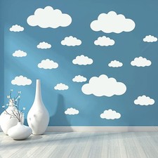 Cloud Wall Stickers, Big Clouds Wallpaper, Murals Vinyl Art Design White
