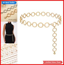 Gold Chain Belt Women Metal Waist Belly Link Belt Adjustable Sizes 27-53 Inch