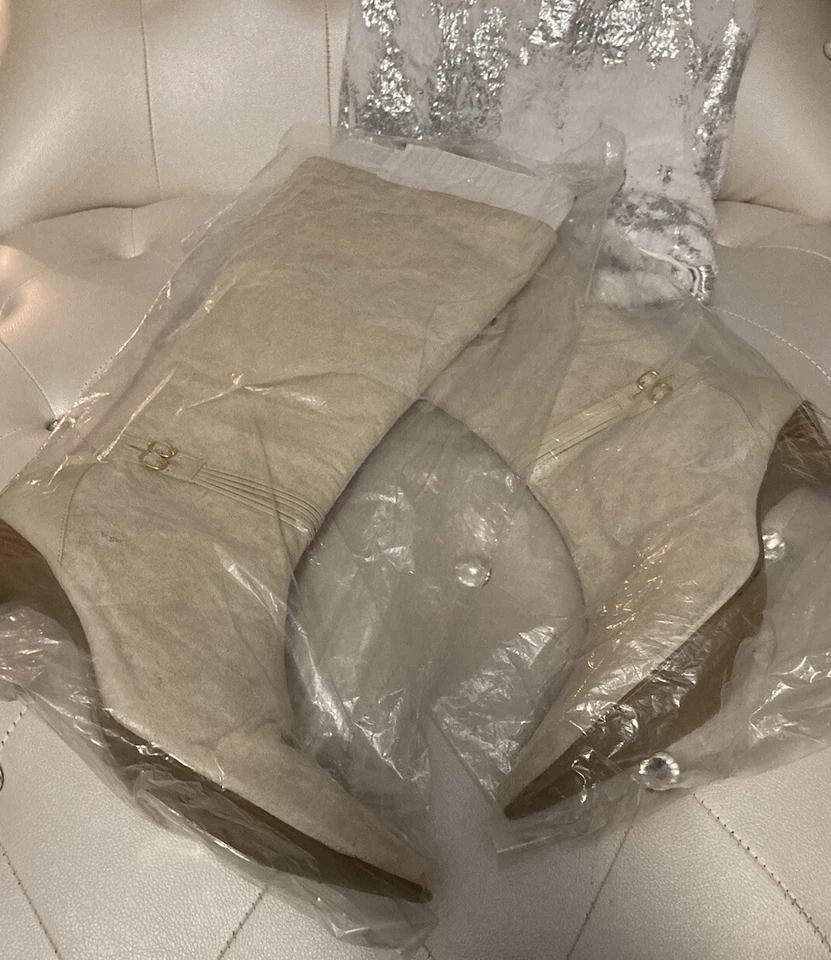 NEW RARE Chadwick's of Boston Ivory Suede Knee High Pointed Toe Boots 11W $99 - Image 3 of 4