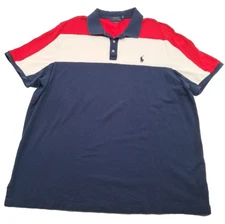 Polo Ralph Lauren Golf Shirt Mens XXL Red White Blue Big Pony Classic Fit Preppy