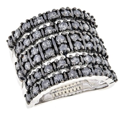 Raritäten Sterlingsilber 1,8 kt natürlicher Salz und Pfeffer Diamant Wickelring Größe 6