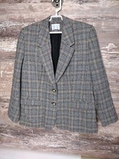 Pendleton 100 Virgin Wool Brown Sports Coat Blazer 2 Button Made In USA - 16W