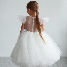Girls Dress Children's Clothing Party Elegant Long Tulle Lace Wedding Ceremony