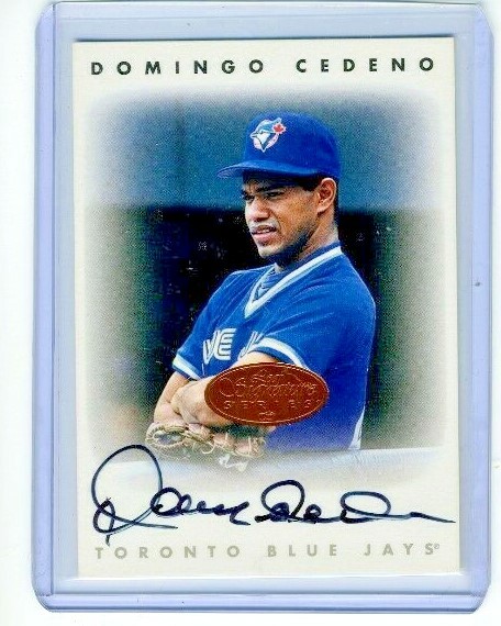Domingo Cedeno 1996 Leaf Signature Series Bronze On Card Autograph Auto