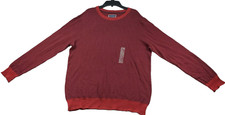 Club Room Sweater Mens size Large Red Cotton Knit Crewneck Long Sleeve New