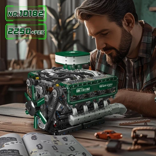 10182 V8 Engine Building Set 2250pcs 8 Cylinder Petrol Engine Model with Mot - Picture 3 of 7