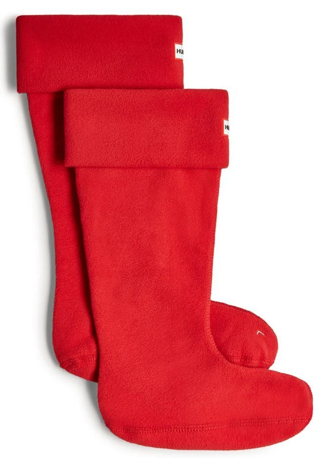 Hunter Fleece Warm Pull On Tall Boot Welly Liner Socks In Red