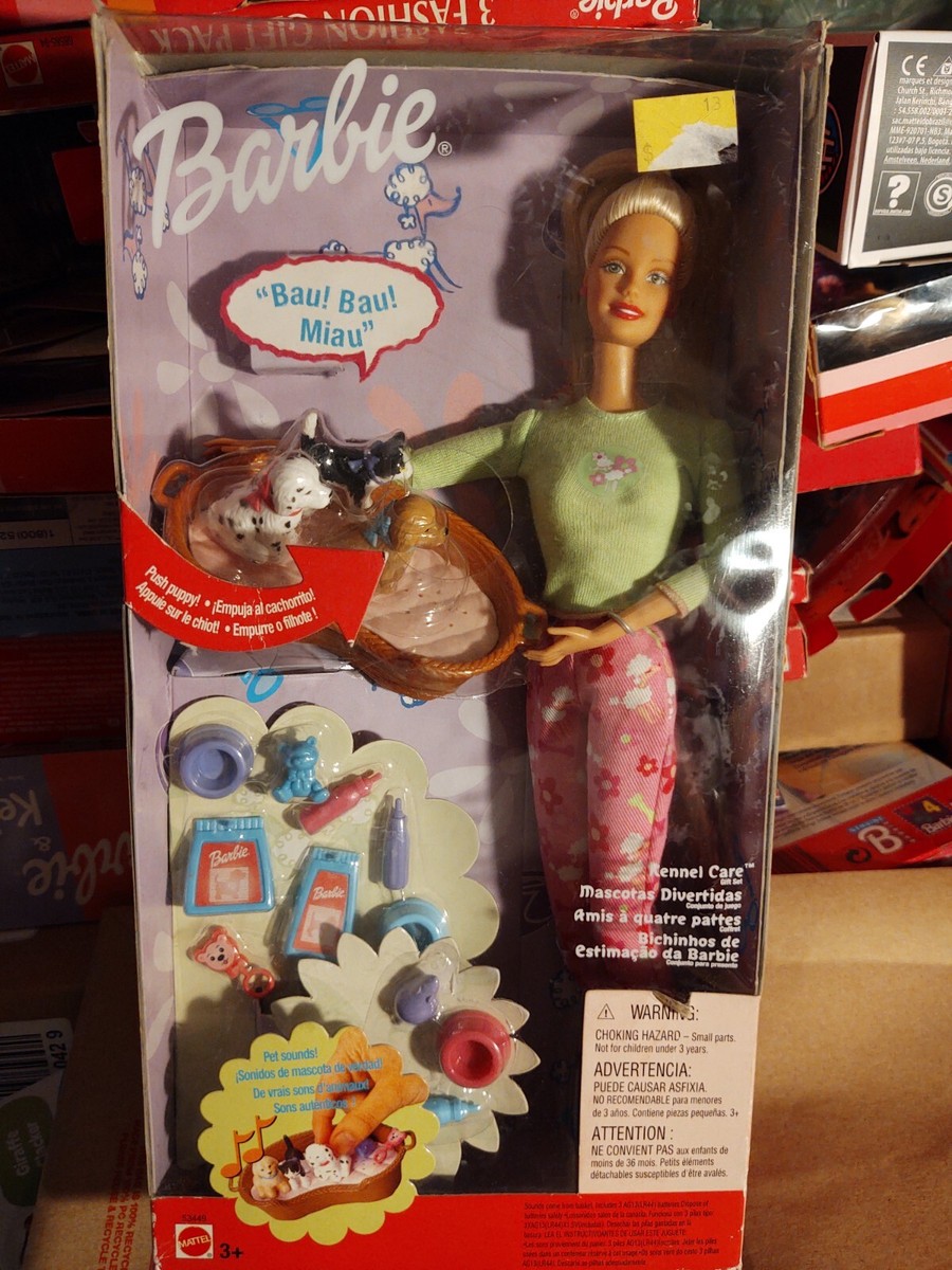 2001 Barbie Kennel Care Gift Set Real Pet Dog Sounds Mattel 53449