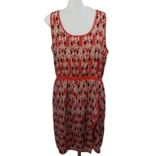 Collective Concepts Dress M Blouson Orange Stripe A-line Aztec Sleeveless 