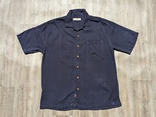 Camisa de Seda Para Hombres Tommy Bahama Relax Mix Masters Golf Cuello Lazo Hawaiano L
