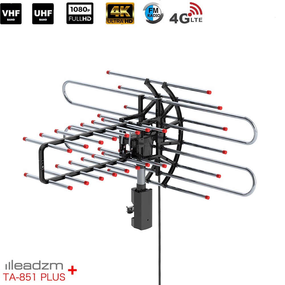 Motorized Amplified 990-Mile Outdoor HDTV Antenna 4K 1080P 360° Rotation V/U