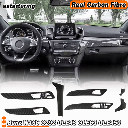 Panel de consola central de carbono 7 piezas embellecedor interior para Benz W166 GLE43 GLE63 2015-19 - Imagen 1 de 11