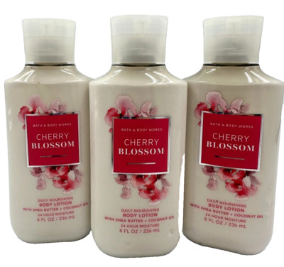 Bath & Body Works LOT 3 Cherry Blossom Daily Nourishing Body Lotion Cream 8 oz