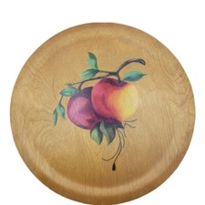 Serving Wooden Platter Handcrafted Tray Carved Vintage Wood Painted Plate Snack