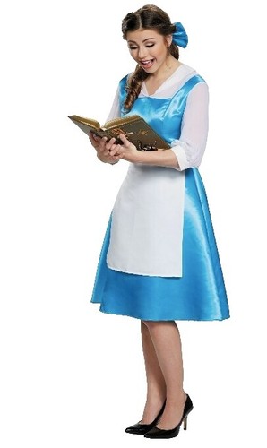 Disney Princess Belle Peasant Dress Blue White Costume Adult Size M 8-10 |  eBay