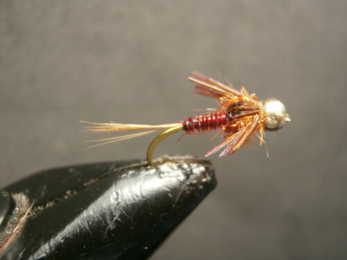 1 DOZEN BEAD HEAD RED AND OXIDE NYMPHS FOR FLY FISHING-BH-46 - Picture 1 of 1
