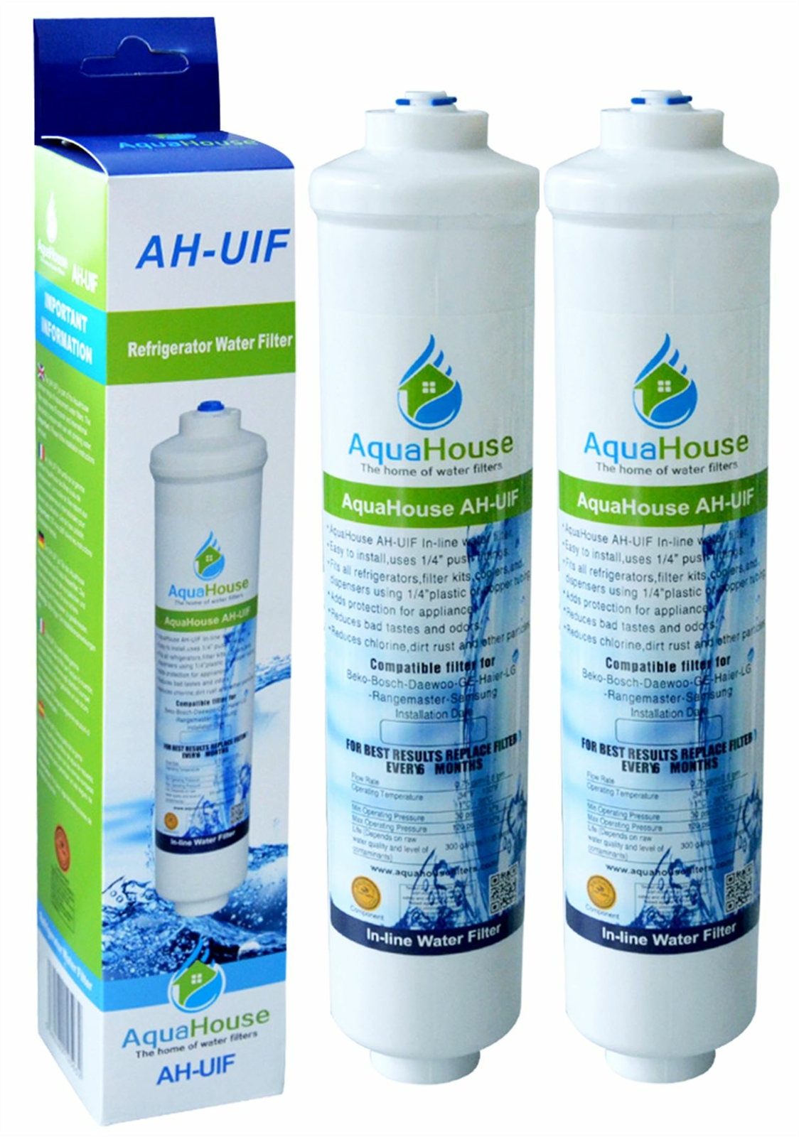 2x AH-UIFB Compatible water filter for Beko Fridge GNEV321APX GL32APB GNEV320APS