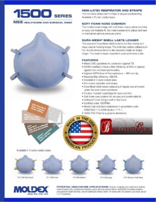 Certified Clinical Moldex  1513 Box/20 Respirators For Safe Multi-Purpose Use