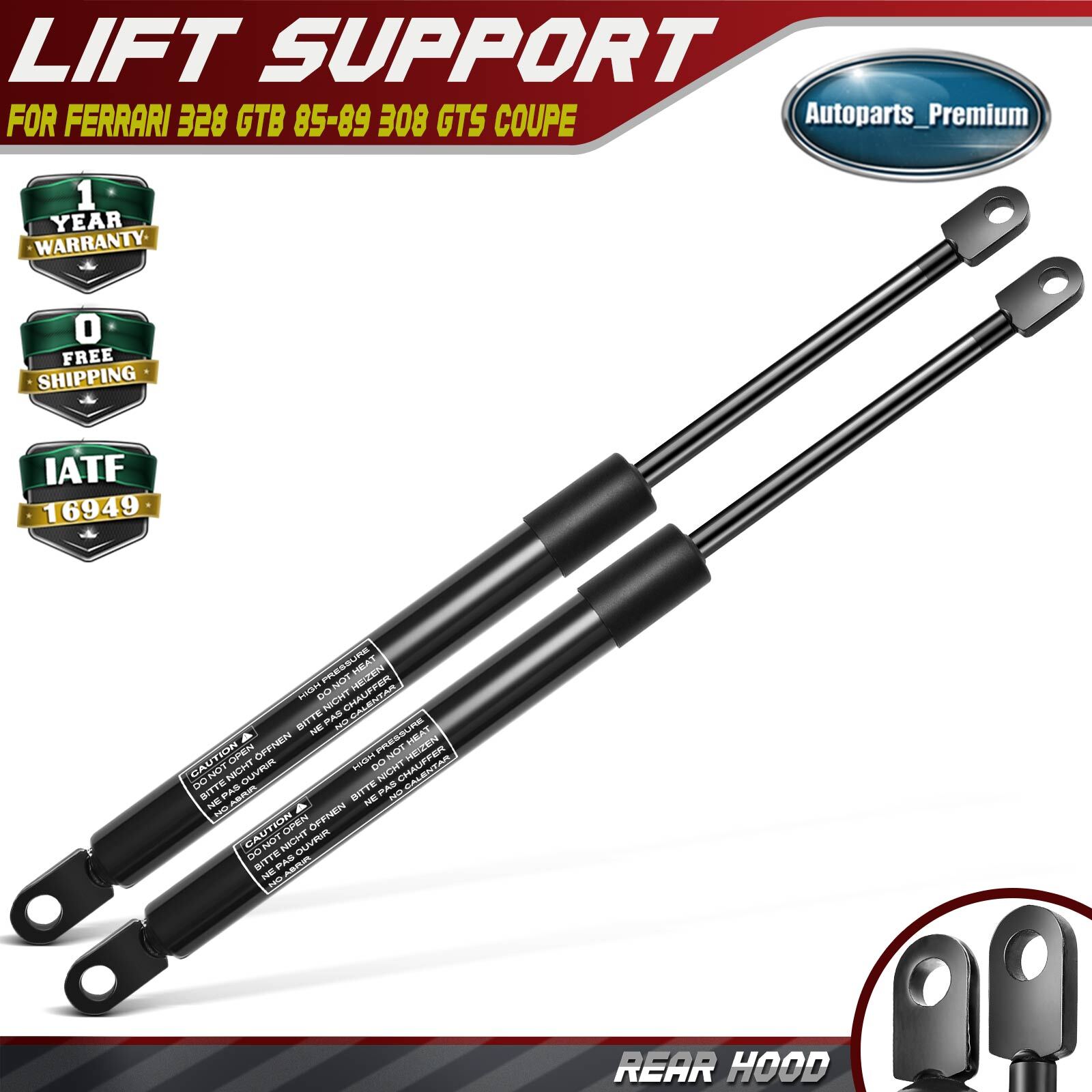 Pair Of Rear Hood Lift Supports For Ferrari 328 GTB/GTS 85-89 & 308 GTS Coupe – Unbranded