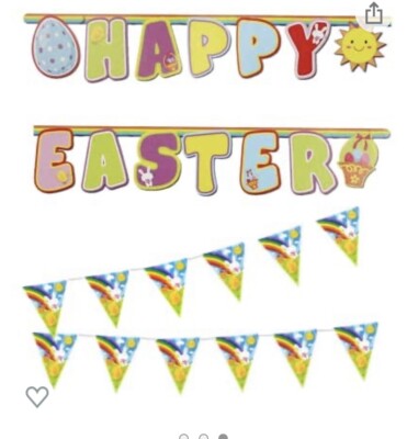 Osterbanner 180 cm und Ostern Wimpel Deko - 2 Stück Osterdeko Set