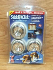 Ontel Stick N Click Peel & Stick Bright White LED Quick & Easy Lights **NEW** 