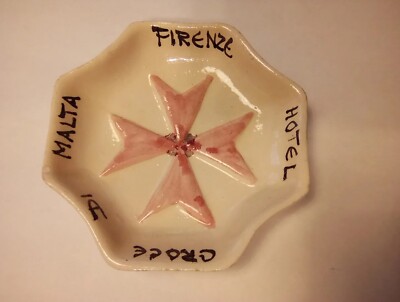 FIRENZE HOTEL CROCE DI MALTA CROSS LOGO ASHTRAY GREAT FOR VINTAGE COLLECTION!