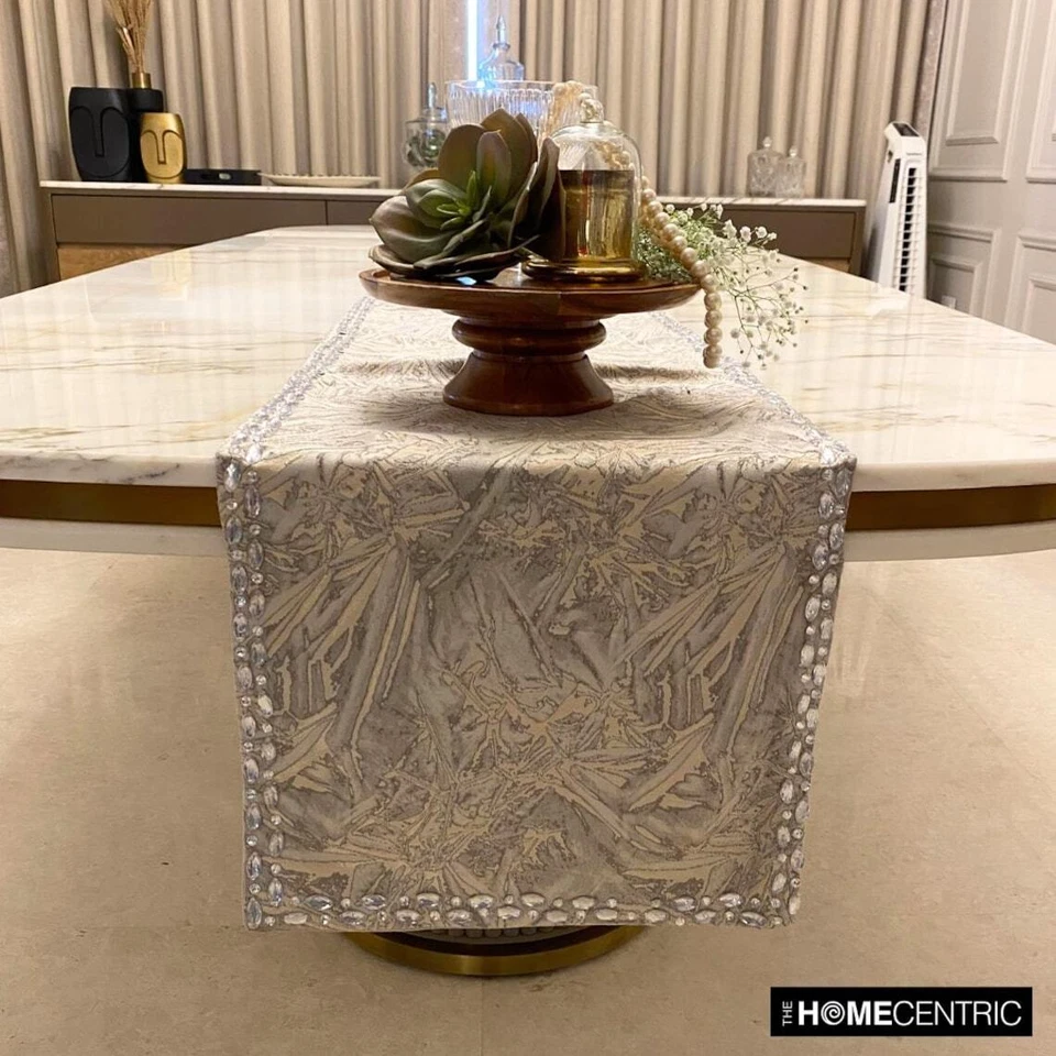 Decorative Table Runner Silver Silk Wedding Décor Elegant Table Décor - Timothy - Image 4 of 4