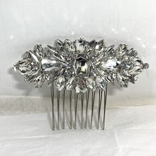 Sparkling Crystal Rhinestone Hair Comb Accessory Flowers Silver Tone 3.25"
