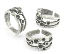 Adjustable Ring Bezel 2.5 2.5 5 5 4mm Antique Silver Plated brass 8US size 5062