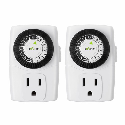 BNLINK Indoor 24Hour Mechanical Outlet Timer Plug Indoor 2 Pack 2or 3