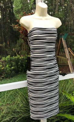 bebe textured midi dress NWT! bebe Strapless Textured Midi Dress Color: Black/White Size: Small