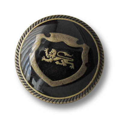 6er Set Metall-Knöpfe In Altmessing & Schwarz - Edle Gewölbte Ösenknöpfe Mit Muster