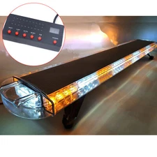 LED Light Bar Emergency Beacon Strobe Light Warn Tow Truck Response Amber-White