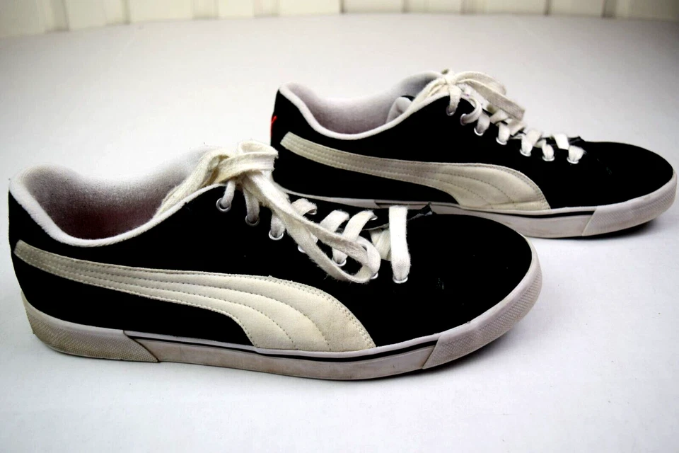 Vintage PUMA Shoes 90s Black Canvas White PUMA Stripe US 13 Cobain Special - Image 4 of 4