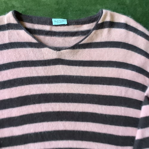 Paul Smith Women Angora Striped Vintage Sweater Size M Pink Chocolate Brown - Picture 3 of 6