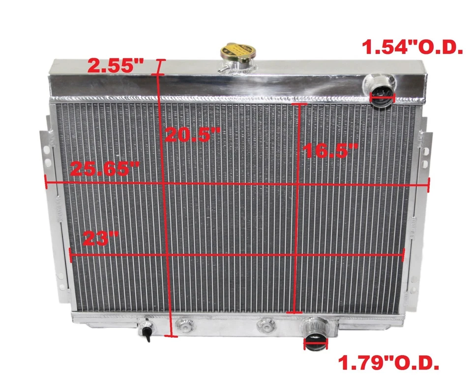 Radiador destro passageiro 3 núcleos + 14" ventilador compatível 67-70 Mercury Cougar XR-7 V8 MT - Imagem 4 de 4