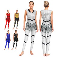 Women Leotard Stage Costume Gymnastics Unitards Cha-cha Full Body Latin Dance