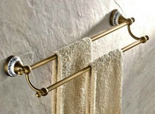 Bathroom Accessory Wall Mounted Antique Brass Double Towel Bar Rail Rack Qba407