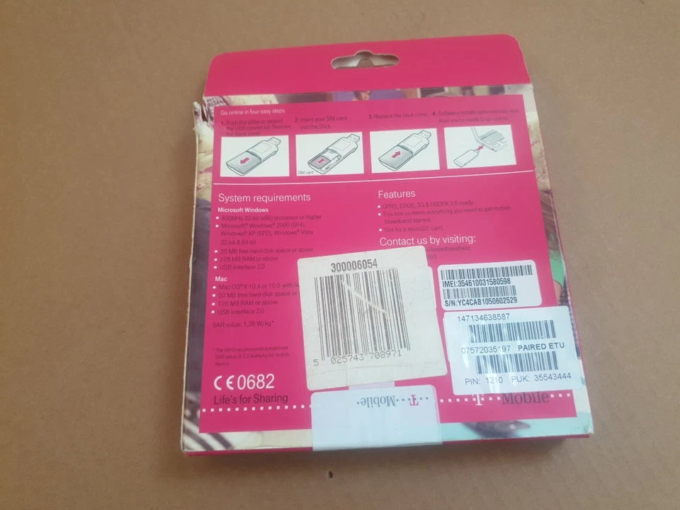 T-Mobile 150 Broadband 3G USB Stick Windows Mac Internet 4GB Wireless Device  - Image 3 of 4