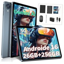 Android 16 Tablet with Keyboard, 10 inch Tablet with 26GB 256GB 2TB Black